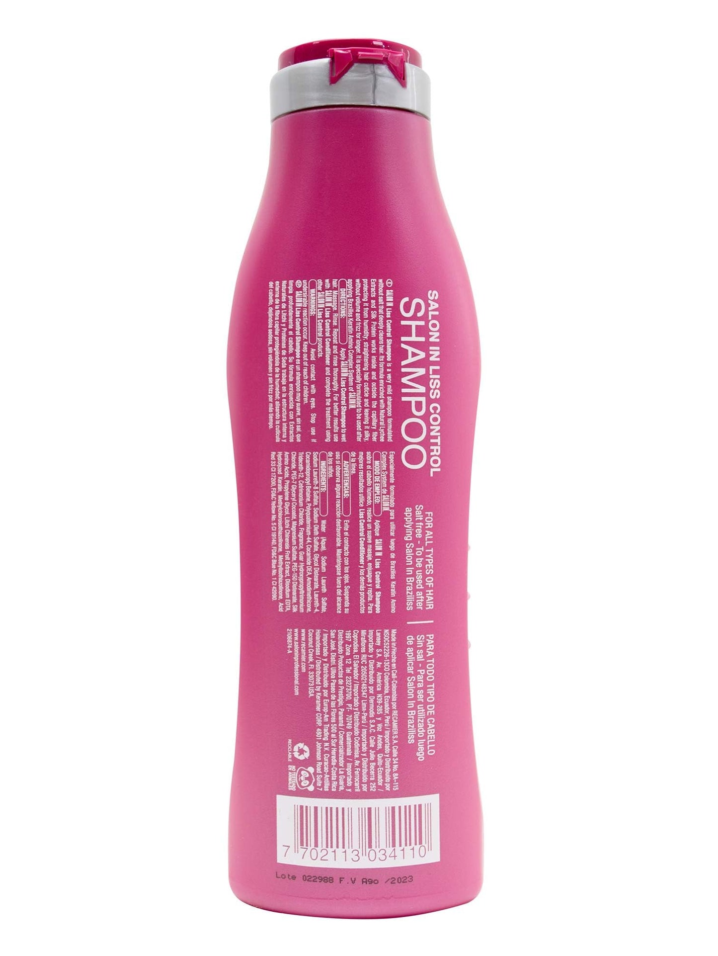 Recamier Professional Salon In +Pro Liss Control Hair 4 Piece Small Kit - Shampoo + Conditioner 10.1oz + Leave In Detangler 10.1oz + Deep Treatment