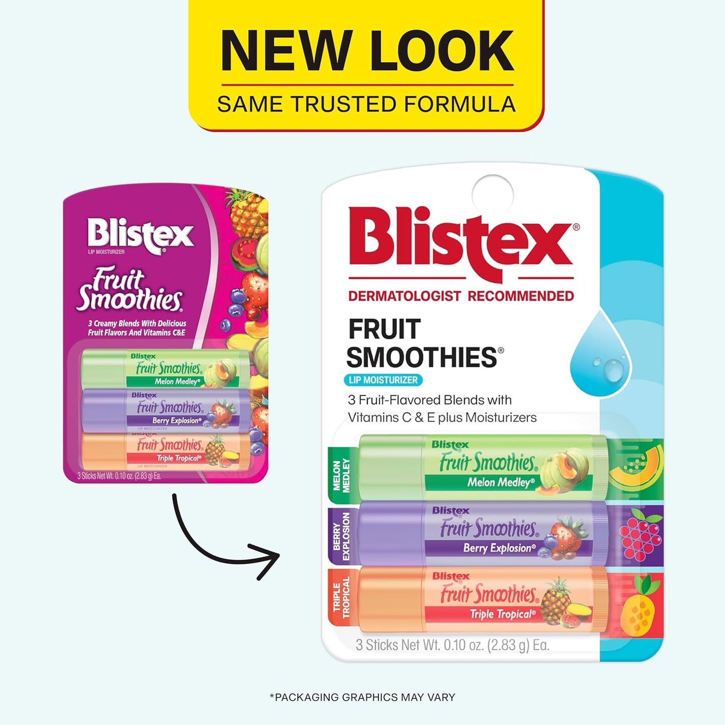 Blistex Fruit Smoothies Lip Moisturizers 3 Sticks 0.10 oz each Pack of 4