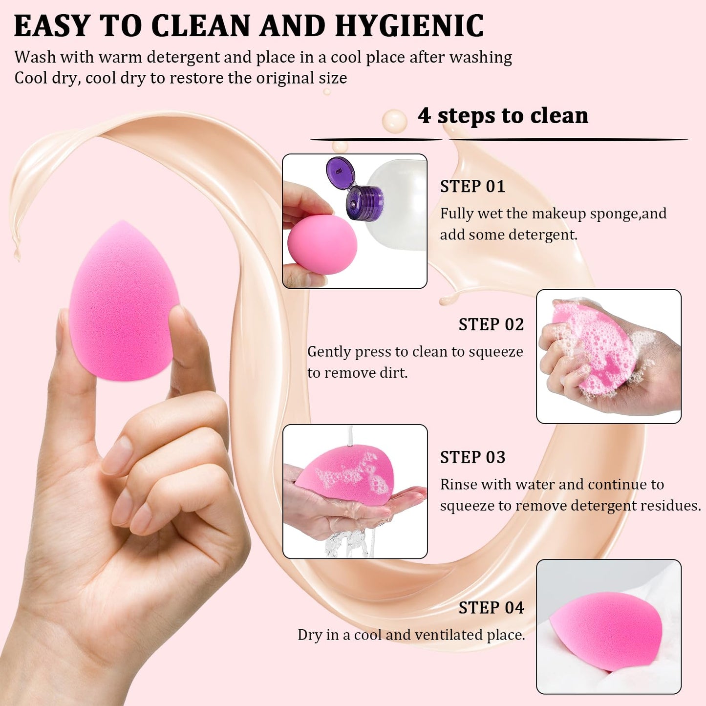 12 Pieces Professional Makeup Sponge Set,Latex Free Flawless Soft Setting Face Puffs,Beauty Sponge Blender Cosmetic Applicator