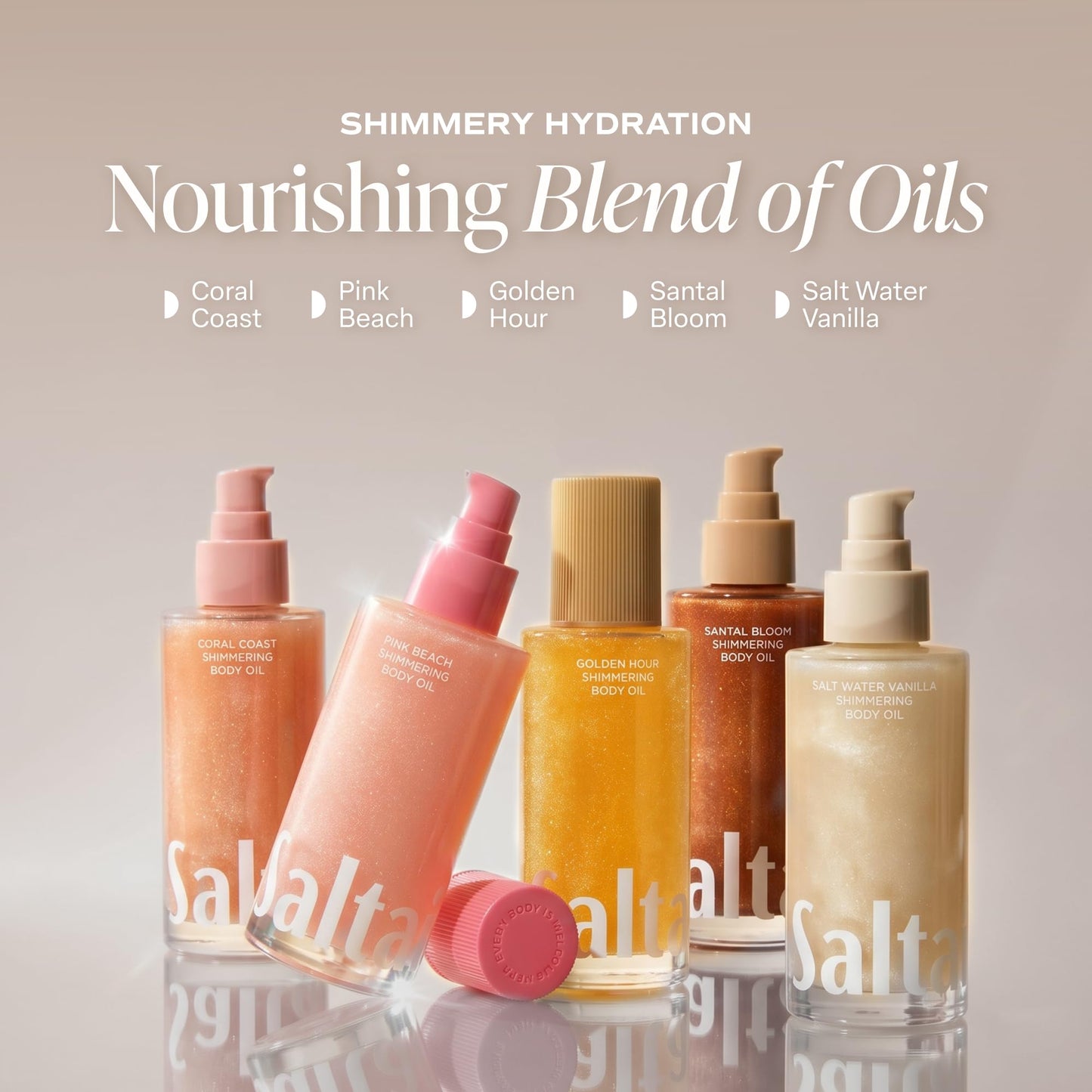 Saltair Shimmering Body Oil - Scented Dry Oil Moisturizer with Light-Reflecting Pearl Pigments - Moisturizing Glow for All Skin Types - Salt Water Beauty and Personal Care Saltair
