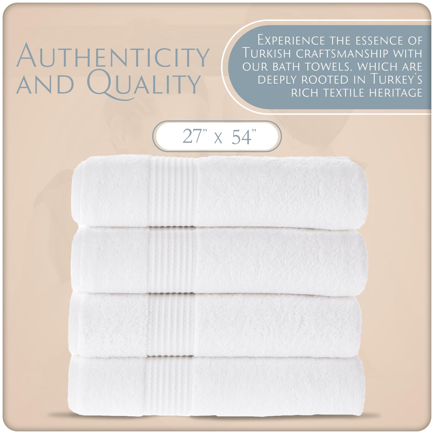 MAURA Basics Performance Bath Towels 100% Turkish Cotton with Hook Loops. Extra Large Luxury Absorbent Plush Towel Sets for Bathroom, Daily Use…