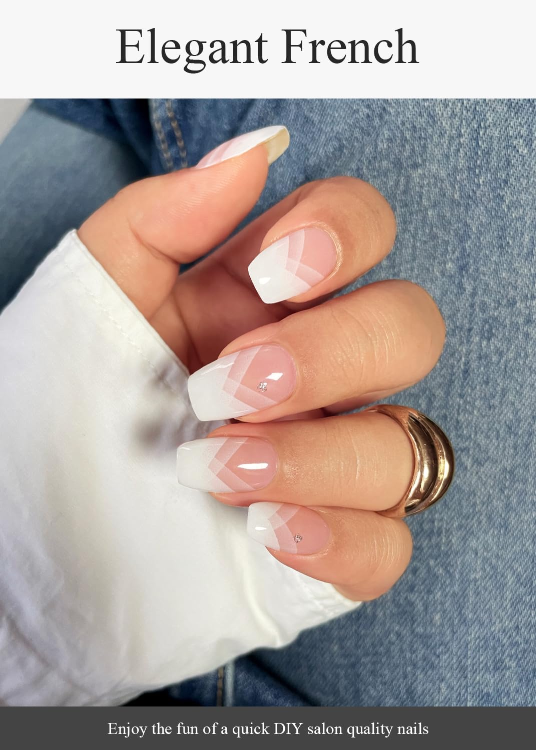 AutyaMee Semi Cured Gel Nail Strips (Elegant French), White French Tip, 20 Pcs Gel Nail Wraps, Stickers, UV Light Required, Salon Quality, Long Beauty and Personal Care AutyaMee