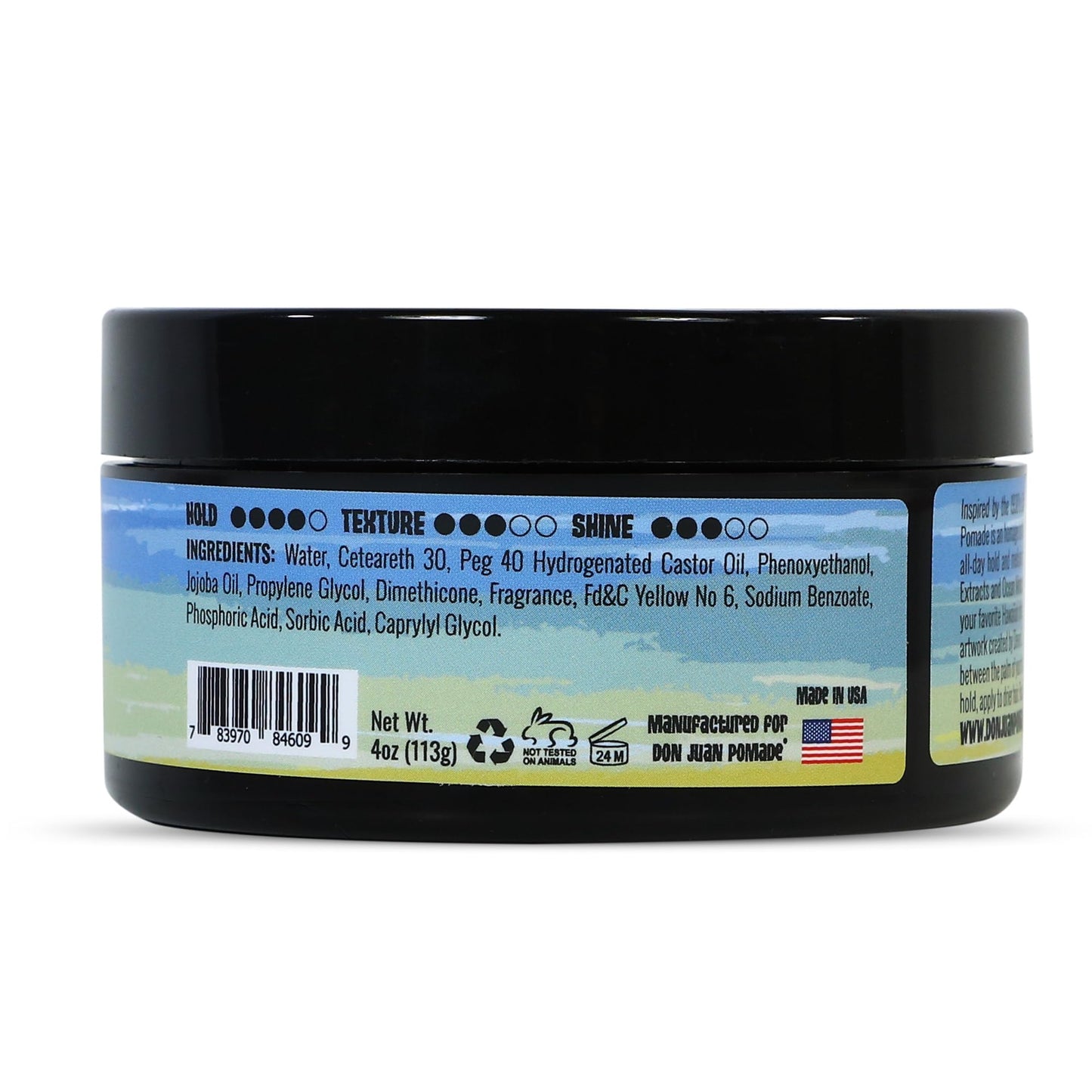 Don Juan Tiki Pomade | Water Based | High Hold | Medium Shine | Natural Plant Extracts and Ocean Minerals | Mai Tai Tropical Scent, 4 oz