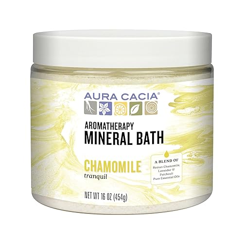 Aura Cacia Aromatherapy Mineral Bath, Tranquil Chamomile, Mineral Bath Salts with Pure Essential Oils for a Soothing and Rejuvenating Foot and Body