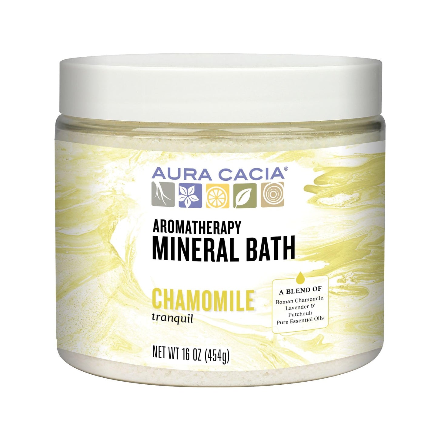 Aura Cacia Aromatherapy Mineral Bath, Tranquil Chamomile, Mineral Bath Salts with Pure Essential Oils for a Soothing and Rejuvenating Foot and Body