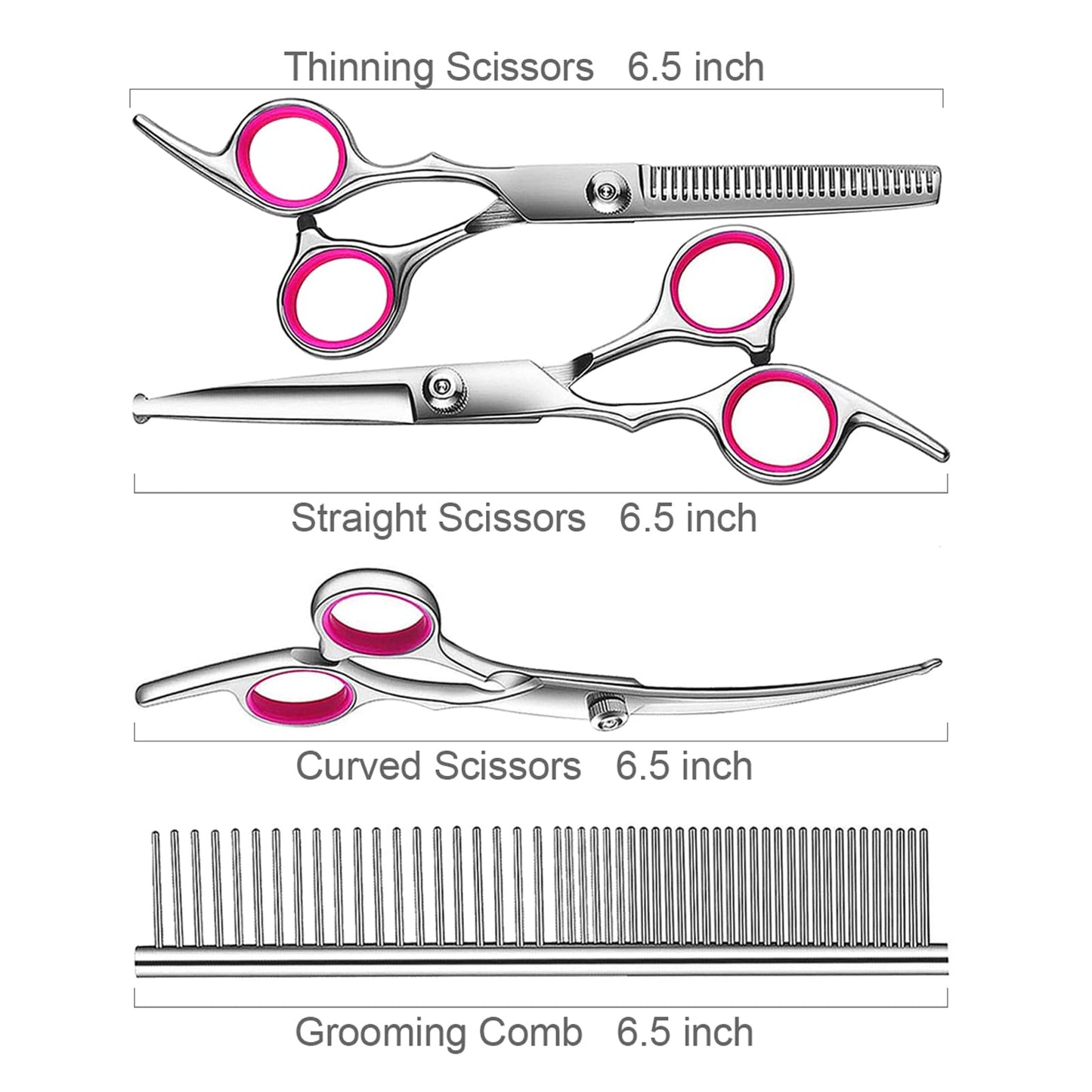 TINMARDA 5-in-1 Dog Grooming Scissors Kit – Professional Titanium-Coated Shears with Safety Round Tips for Dogs, Cats & Pets at Home