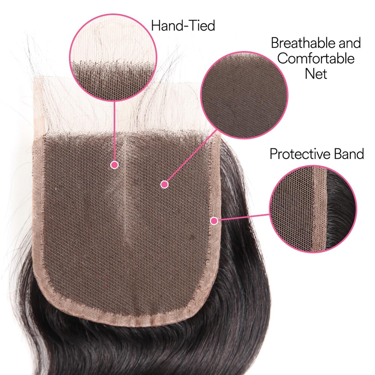 Smoothair 4x4 Lace Closure Body Wave Lace Front Human Hair 18 Inch Ear to Ear HD Frontal Closures Human Hair Extensions for Black Women Free Part 150% Beauty and Personal Care Smoothair