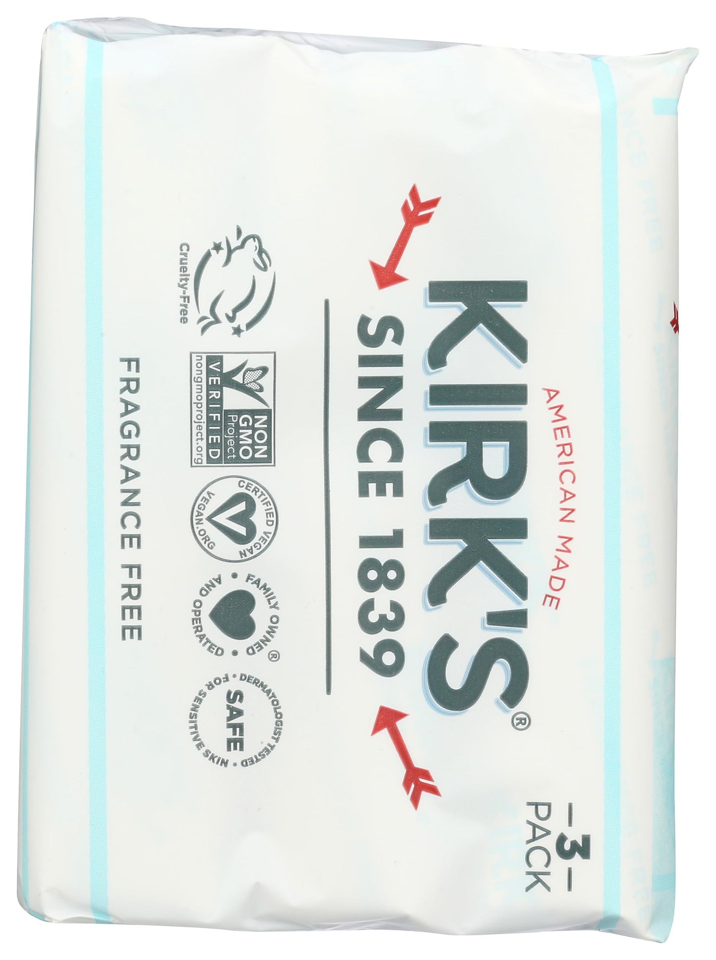 Kirk's Castile Bar Soap Clean Soap for Men, Women & Children | Premium Coconut Oil | Sensitive Skin Formula, Vegan | Fragrance-Free/Unscented | 4 oz.