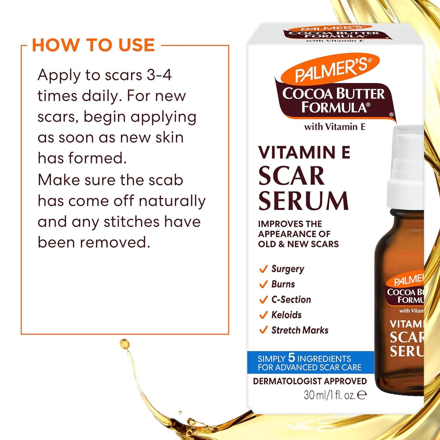 Palmer's Cocoa Butter Formula Scar Serum 1 oz (Pack of 4)