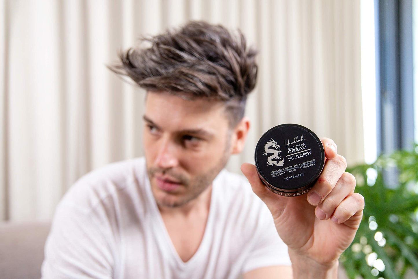 Billy Jealousy Headlock Hair Molding Cream, Hair Styling Cream for Men with Strong All-Day Hold, Natural Matte Finish Styling Agent for All Lengths, 3