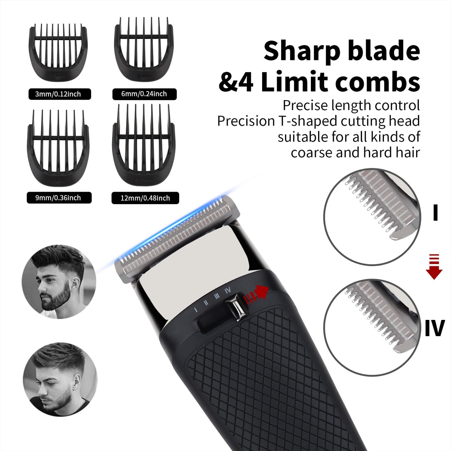 Professional Hair Clippers for Men Cordless Trimmer with LCD Display, 4 Limit Combs Barber for Cutting & Mens Grooming Beauty and Personal Care QDKVTNDJZ