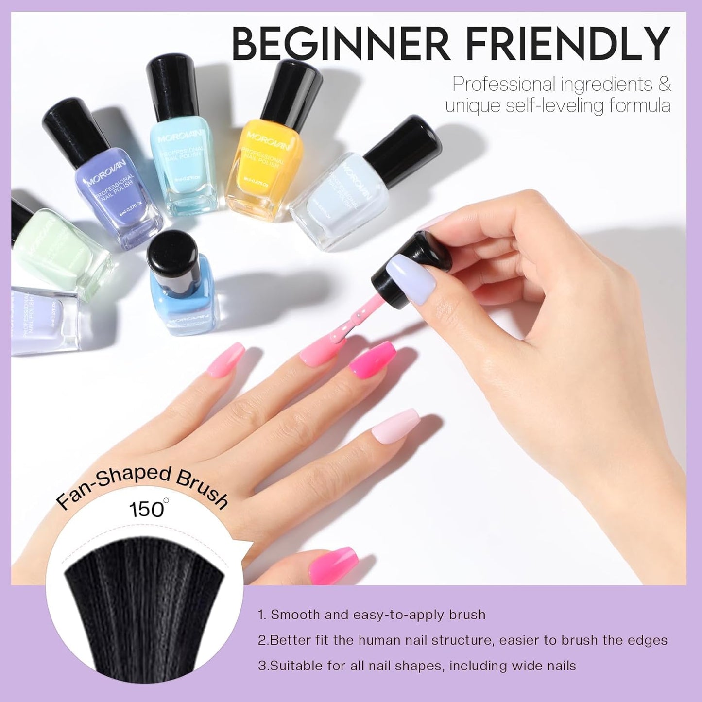 Morovan Pastel Nail Polish Set: Spring Macaron Air Dry 15 Bright Colors 0.27oz Summer Regular Fingernail Polish Bulk Nail Polish Kit Finger Nail Beauty and Personal Care Morovan