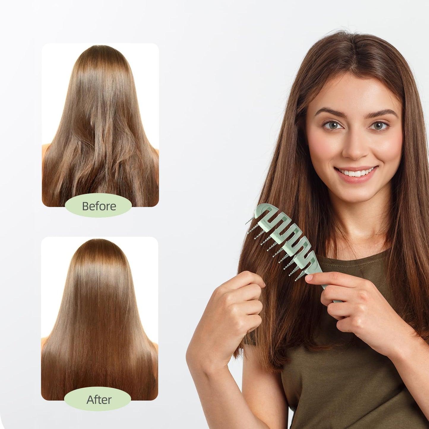 Ecoed Detangler Hairbrush, Soft Bristle Detangling Brush for Straight, Wavy, Curly and Fine Hair, Dry and Wet, Quick Smoothing for Women and Men