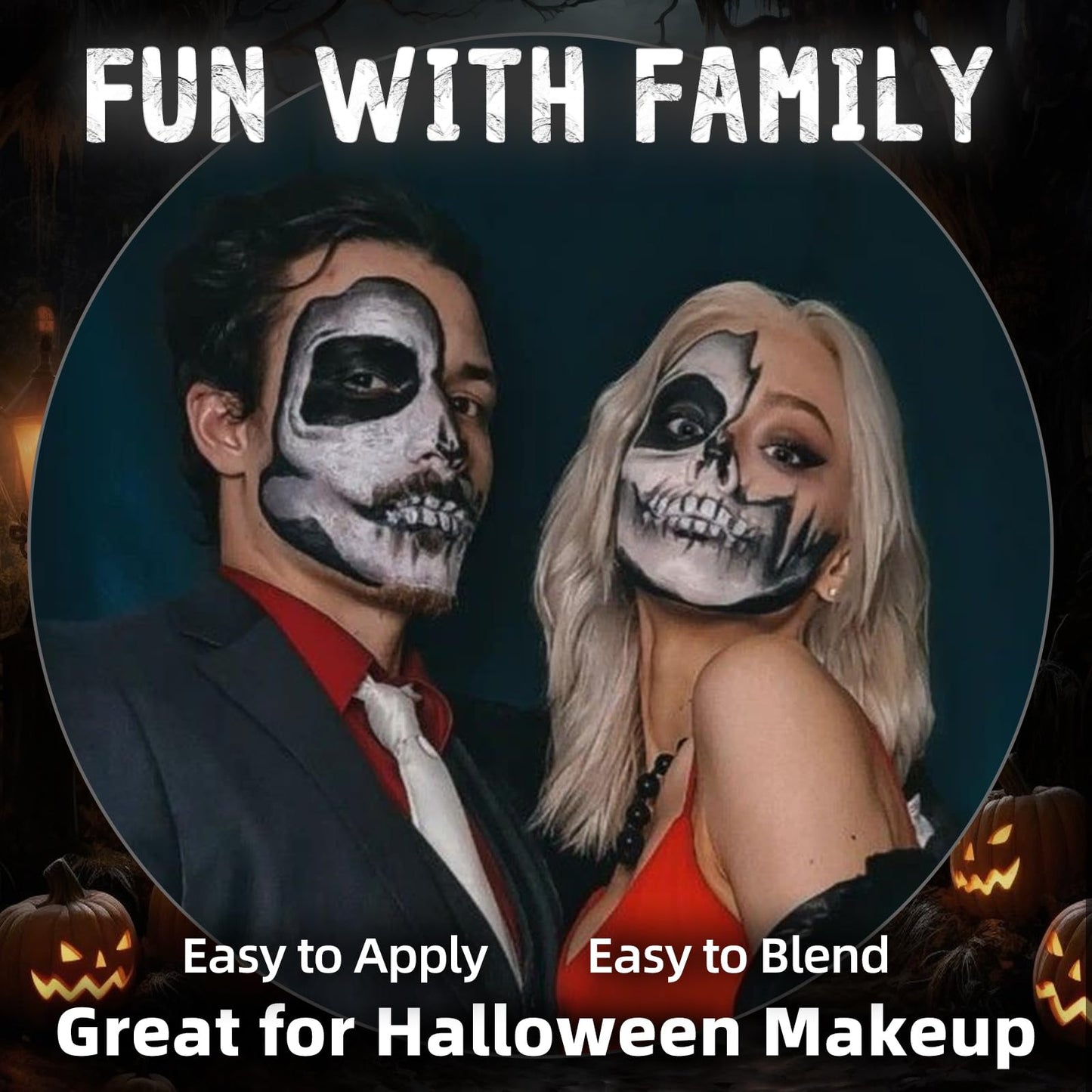 6 Color Grey Face Paint Palette, Professional Skeleton Skull Face Body Paint, Washable SFX Makeup for Halloween Face Body Paint, Vampire, Zombie