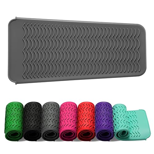ZAXOP Resistant Silicone Mat Pouch for Flat Iron, Curling Iron,Hot Hair Tools (Grey)