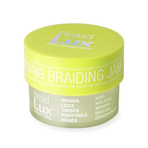 Lux Collection Braiding Gel & Braid Sealer for Box Braids - Braid Lux Gel for Braids, Locs & Twists with Castor Oil & Biotin, Non-Flaking, High Shine