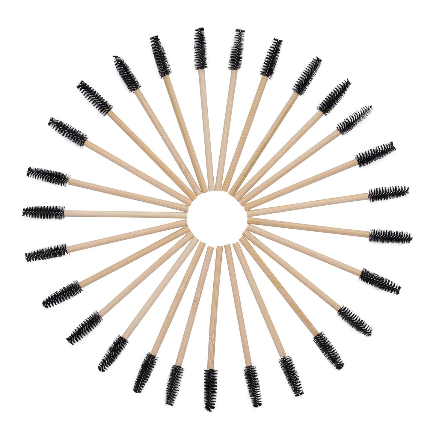 100pcs Bamboo Handle Eyelash Brush Disposable Comb Mascara Wands Eye Lashes Extension Applicator Eyebrow Brush (Black Color)
