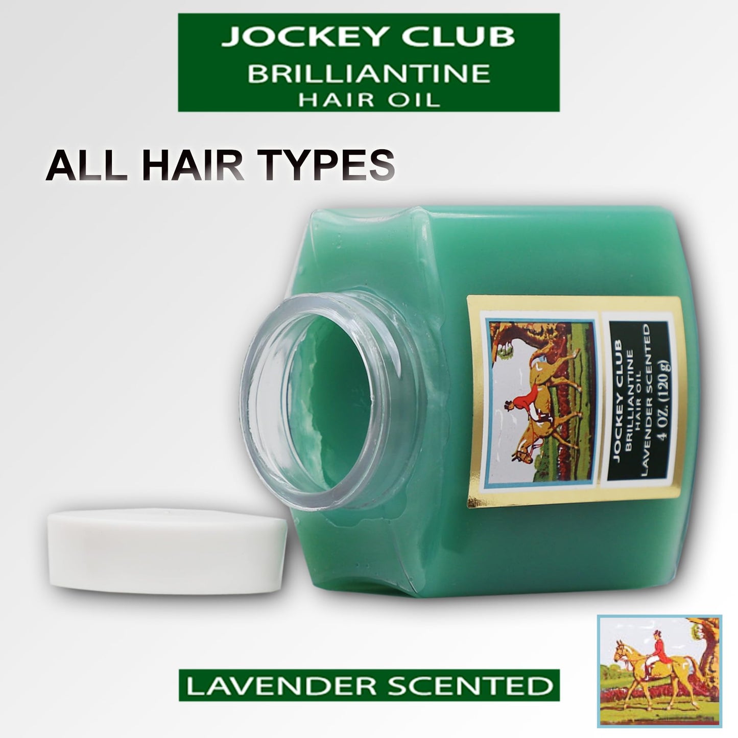 Jockey Club Solid Brilliantine Hair Styling Oil, Helps Softens All Hair Types, Lavender Scented, 4 Fl Oz Plastic Jar