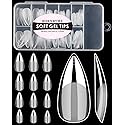 Soft Gel Nail Tips Medium Stiletto, 120PCS Pre Buff Full Cover Shaped Nail Extenison Tips Half Matte Gel Nail Tips BORNBYME