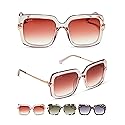 DIFF Sandra Oversized Square Sunglasses for Women | 100% UVA/UVB Protection | Light Pink Crystal + Dusk Gradient