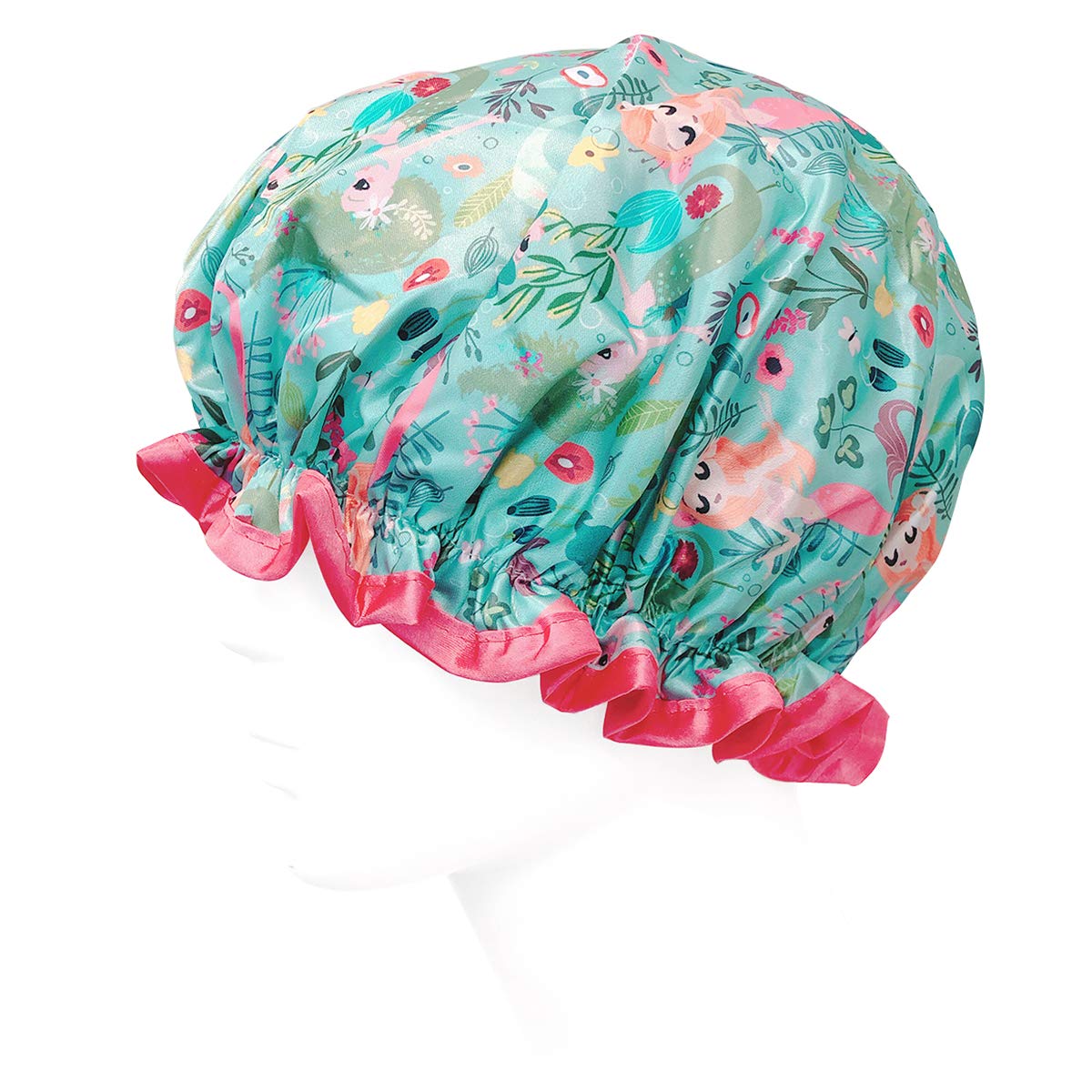 allydrew Reusable Women's Waterproof Shower Caps for Long Hair, Mermaids