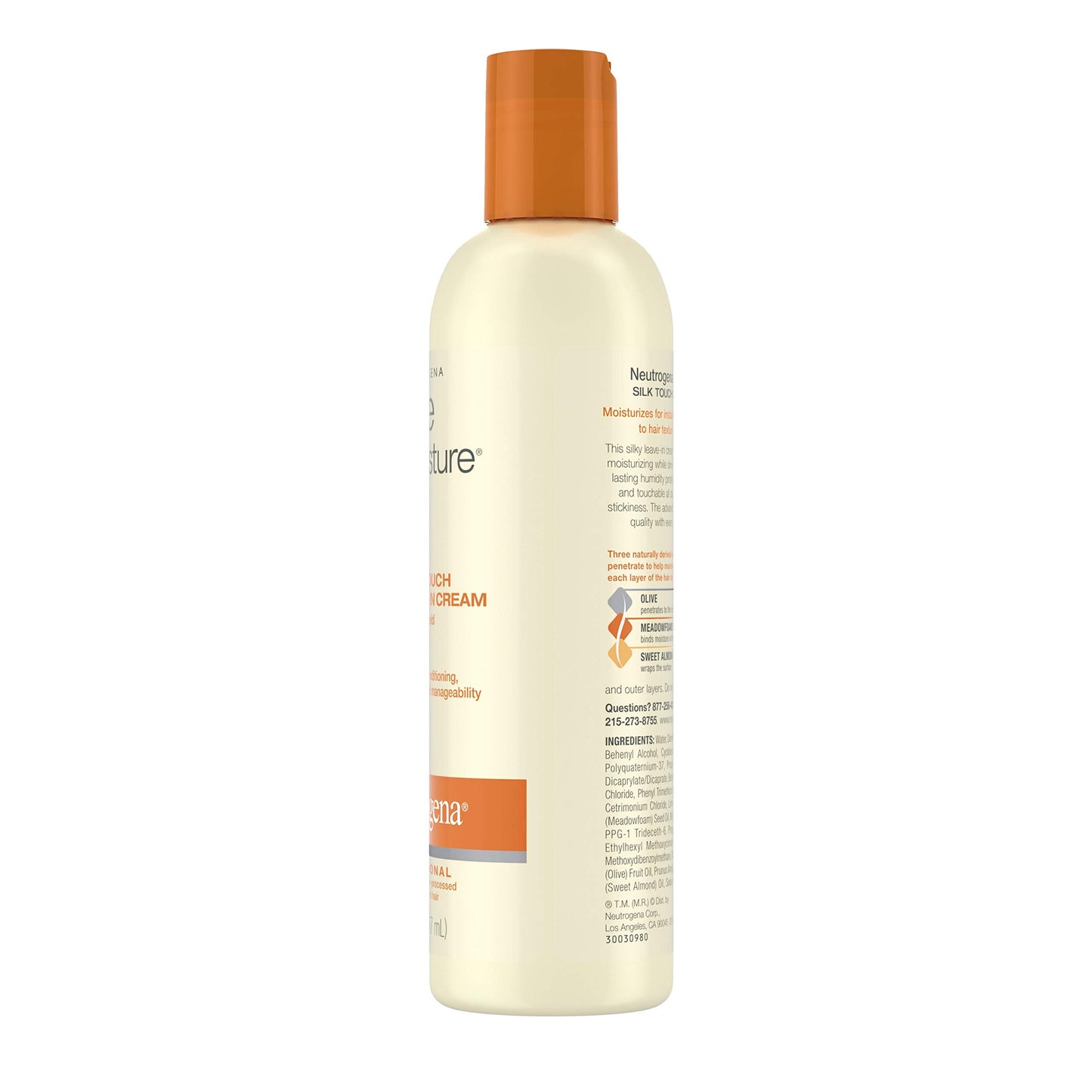 Neutrogena Triple Moisture Silk Touch Leave-In Cream Conditioner for Extra Dry Hair, Damaged & Over-Processed Hair, Hydrating with Olive, Meadowfoam & Sweet Almond, 6 fl. oz