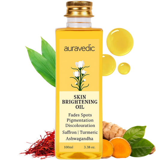 Auravedic Turmeric Oil for Glowing Skin | Face Massage Oil with Saffron & Ashwagandha | Supports Radiance & Skin Clarity | Suitable for All Skin Types