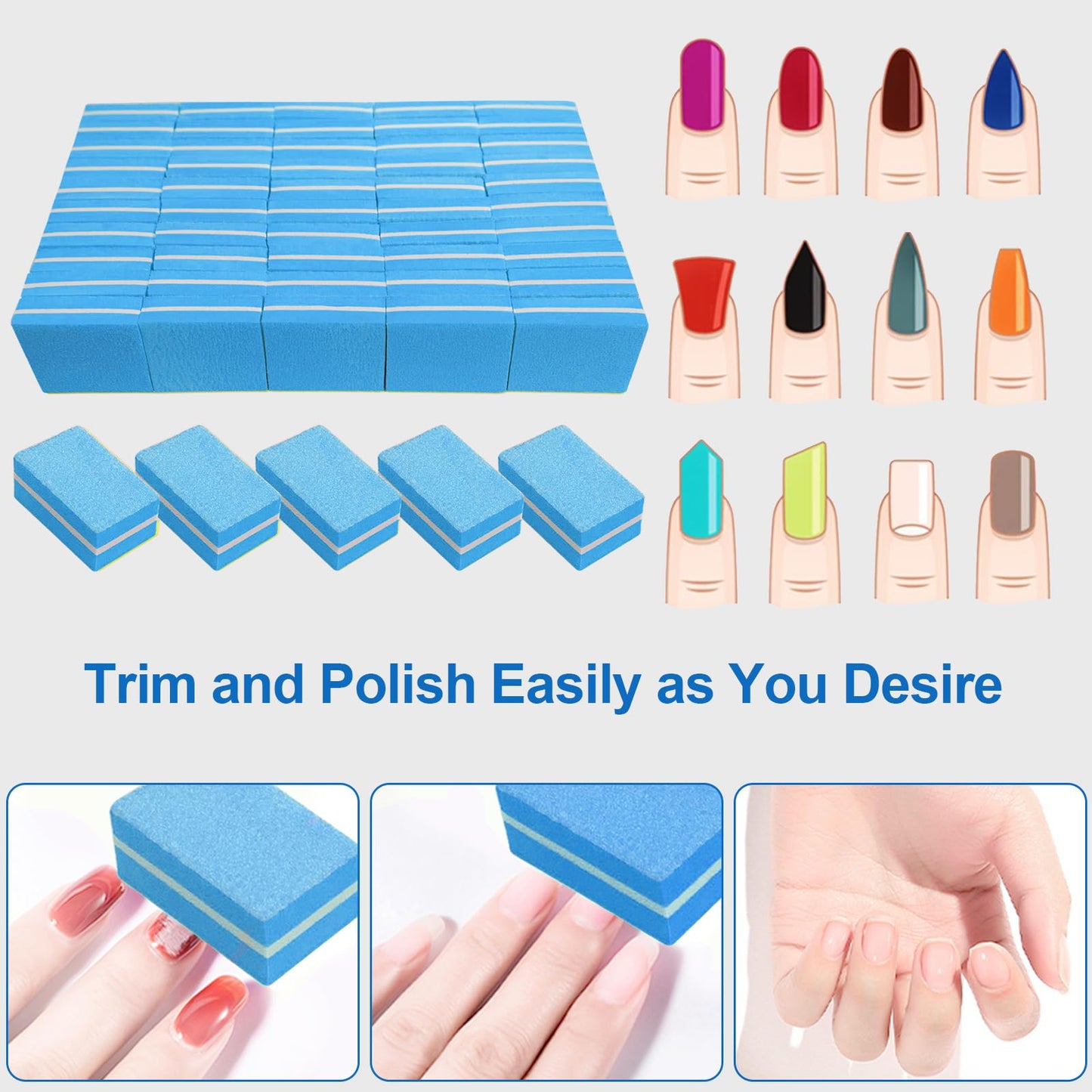 Pink Nail Buffer Blocks (100 Pack), Mini Buffer Block Set for Acrylic & Natural Nails, 100/180 Grit Bulk Buffing Blocks for Professional Manicure Beauty and Personal Care AhaTopia