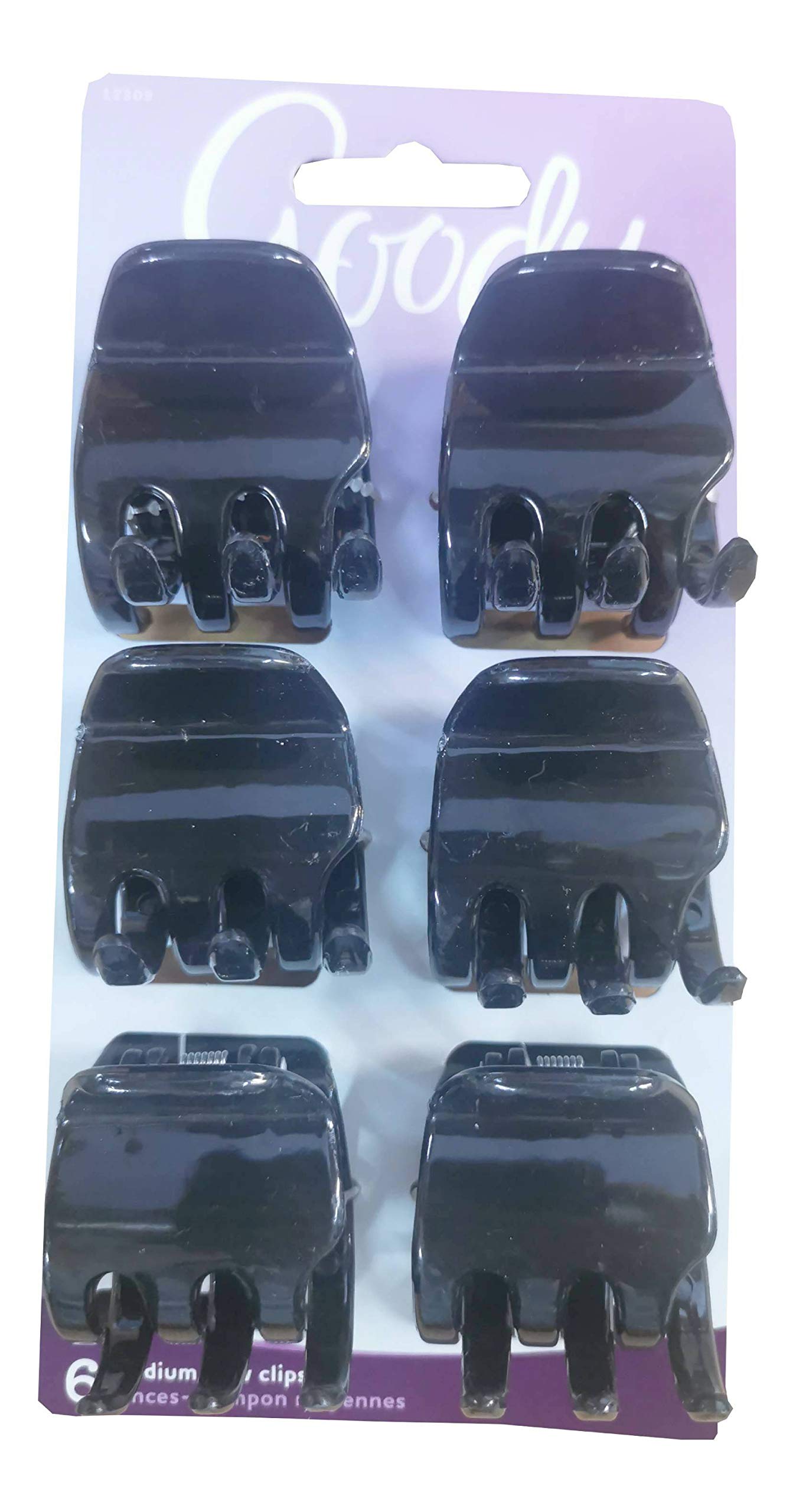 Goody Classic Claw Hair Clips - 6-Count, Clear, Brown and Black - 1/2 Claw Will Gently Keep Hair Secured In Place with a Long Lasting Hold, color may