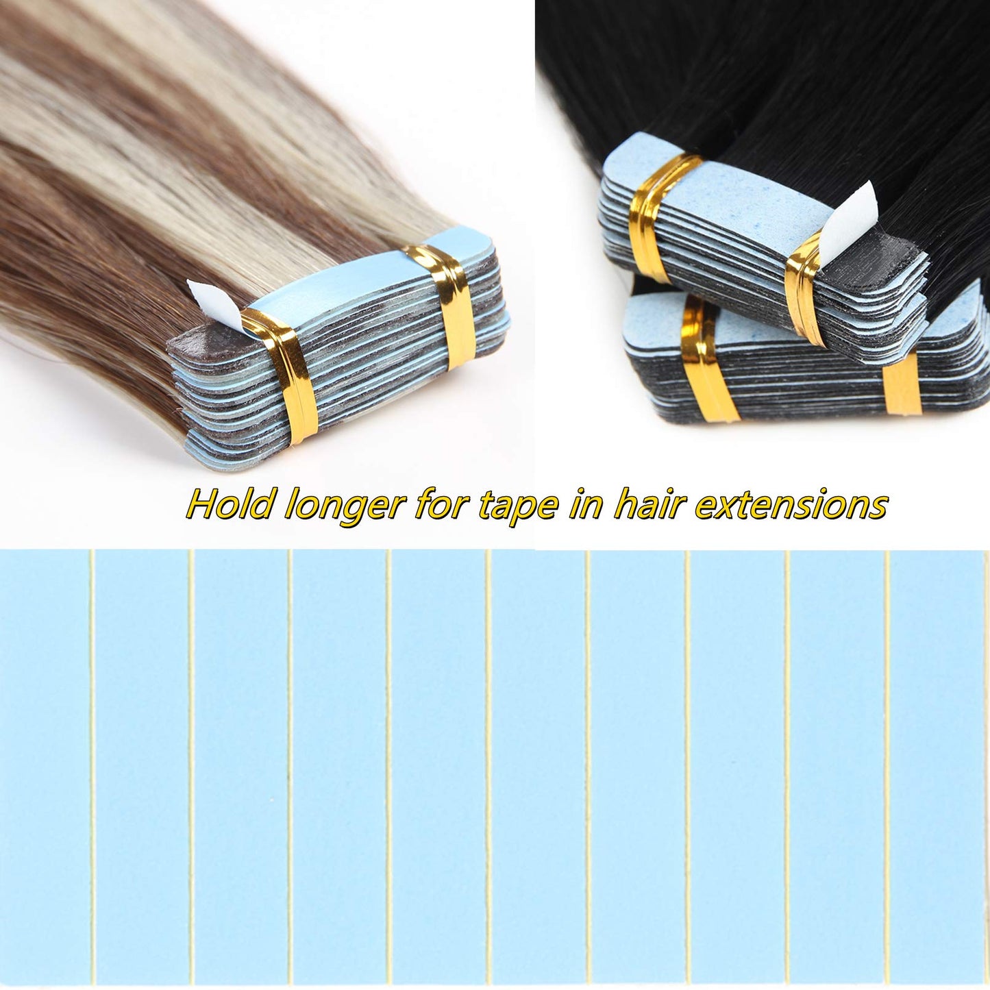 RINBOOOL Hair Extensions Tape Tabs 60 Pieces, Double Sided, for Tape in Hair Extensions Replacement(Blue)