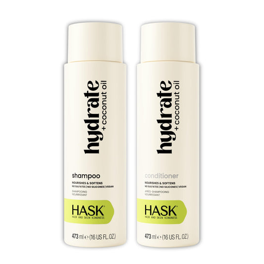 HASK Coconut Nourishing Shampoo & Conditioner Set | Moisture for Dry, Dull Hair, Smooths Frizz, Adds Shine | Sulfate Free, Silicone Free, Cruelty Beauty & Personal Care HASK