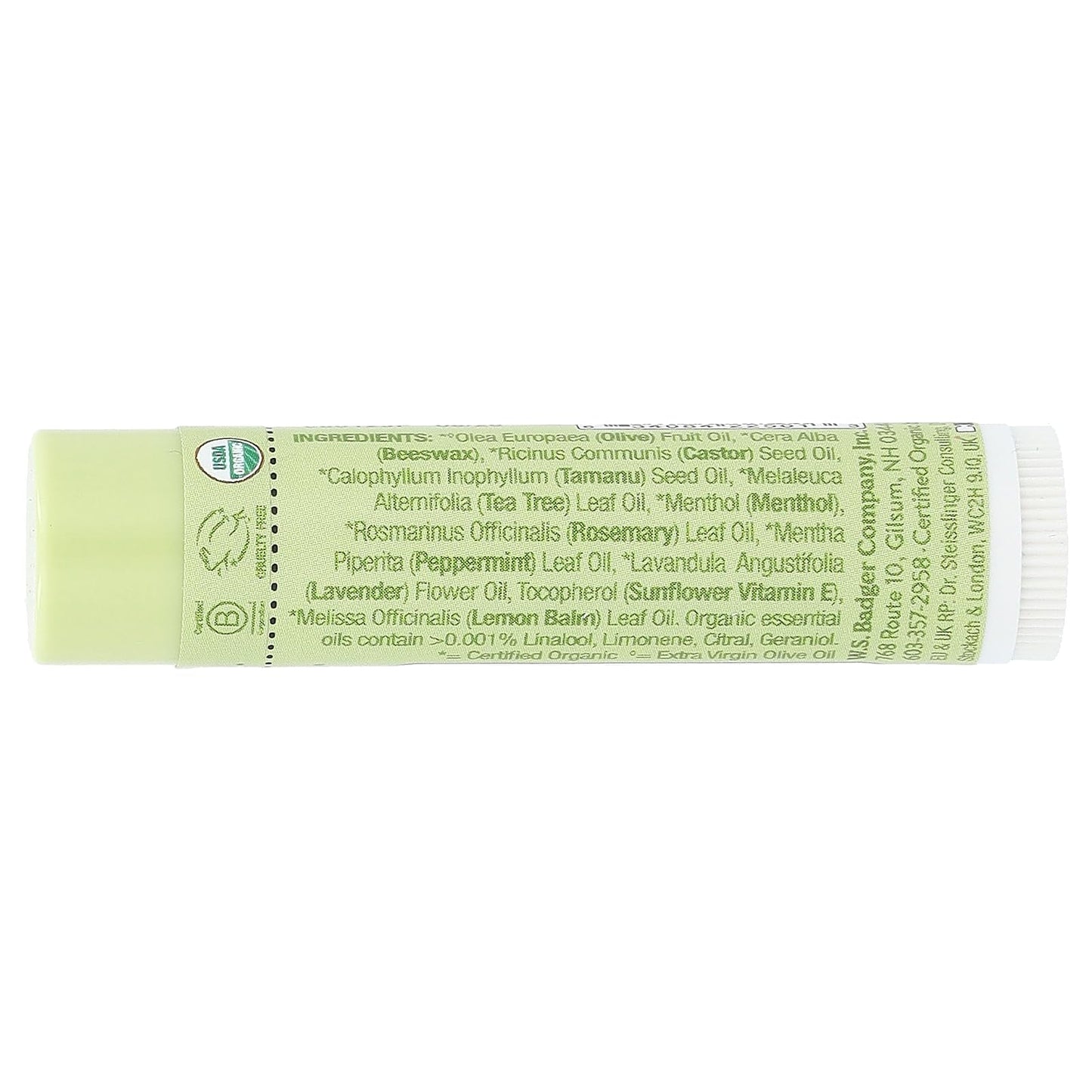 Badger Organic Tea Tree Lemon Lip Balm, 0.15 OZ