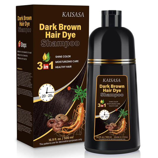 IIIMEIDU KAISASA Dark Brown Hair Dye Shampoo for Gray Hair, Semi Permanent Hair Color Shampoo for Women Men, Grey Coverage 500ml Beauty and Personal Care IIIMEIDU Default Title