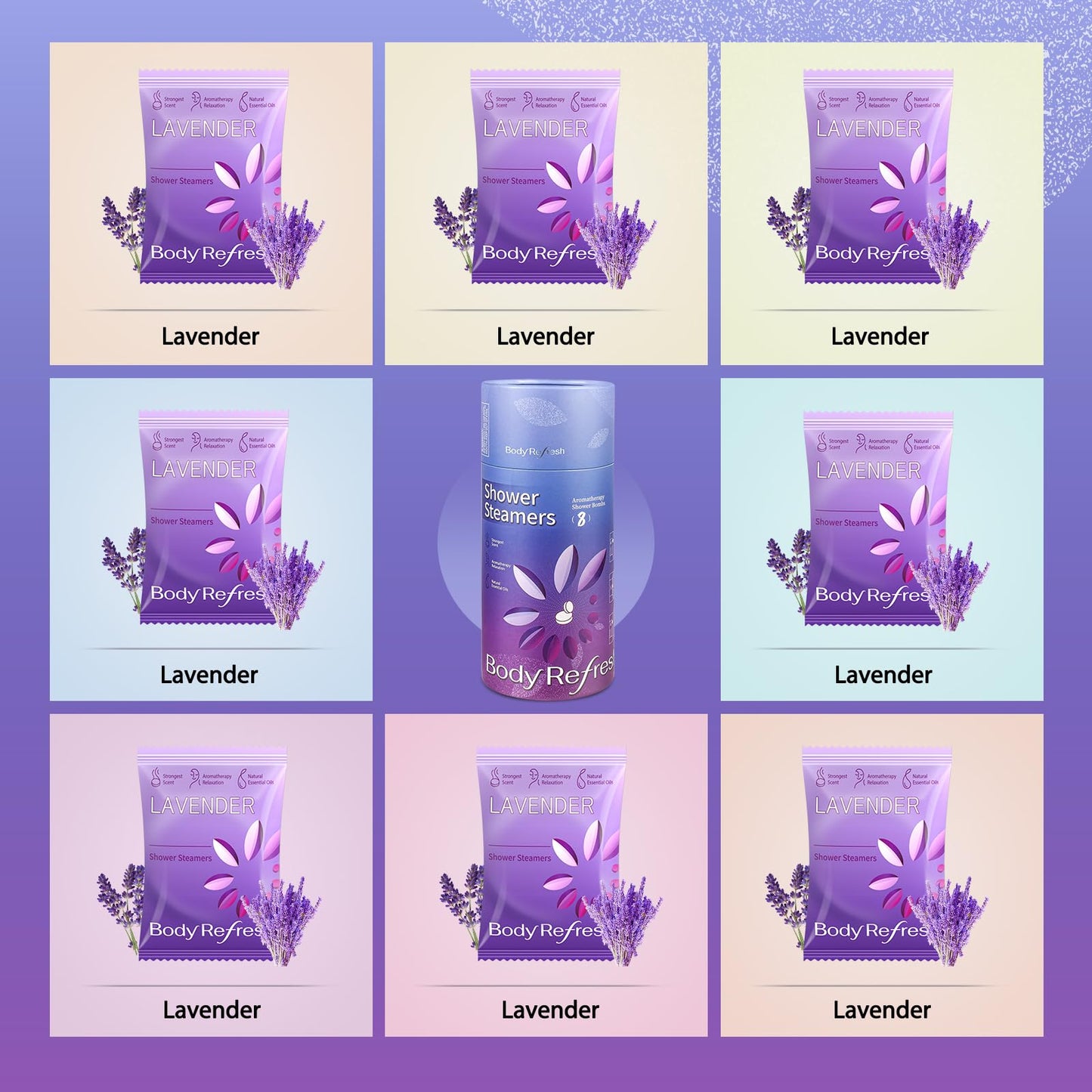 BodyRefresh Lavender Shower Steamers Aromatherapy 8 Pack - Birthday Gifts for Women Mom Wife, Shower Bombs with Essentials Oil for Home Spa Relaxation Beauty and Personal Care BodyRefresh