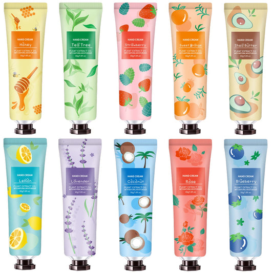 10 Pack Hand Cream for Dry Cracked Hands, Stocking Stuffers for Teen Girls,Christmas Gifts for Women,Teacher Appreciation Gifts, Natural Plant