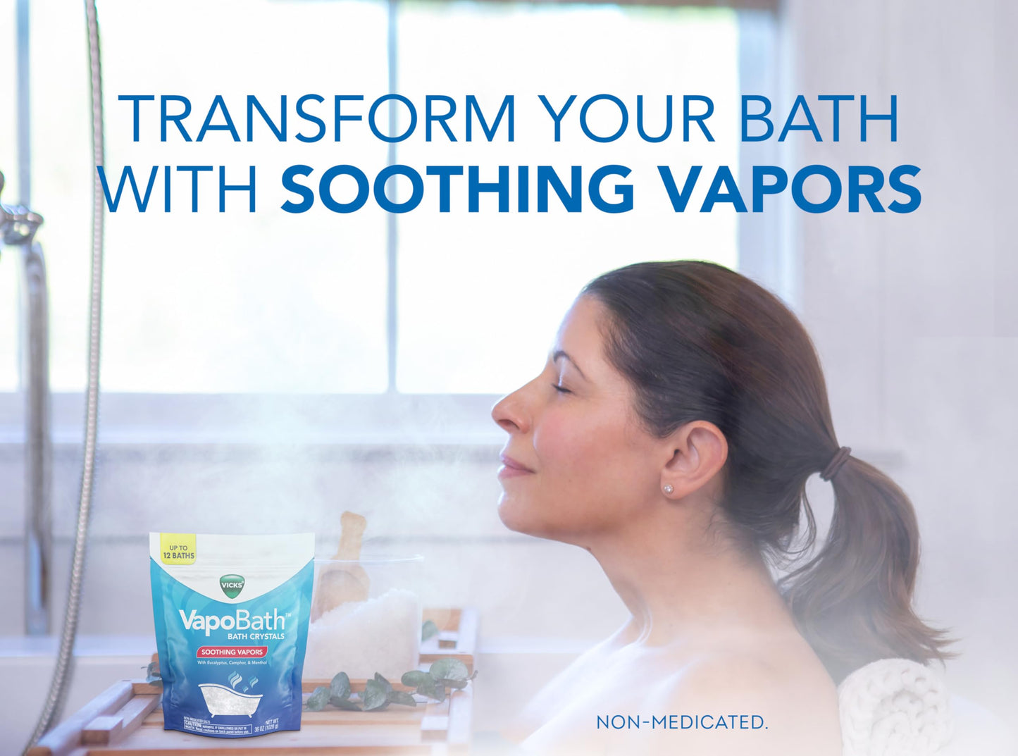 Vicks VapoBath, Bath Salts, Bath Bomb, Non-Medicated Bath Crystals, Comforting Vicks Vapors, Vapor Bath, Aromatherapy with Eucalyptus and Menthol…