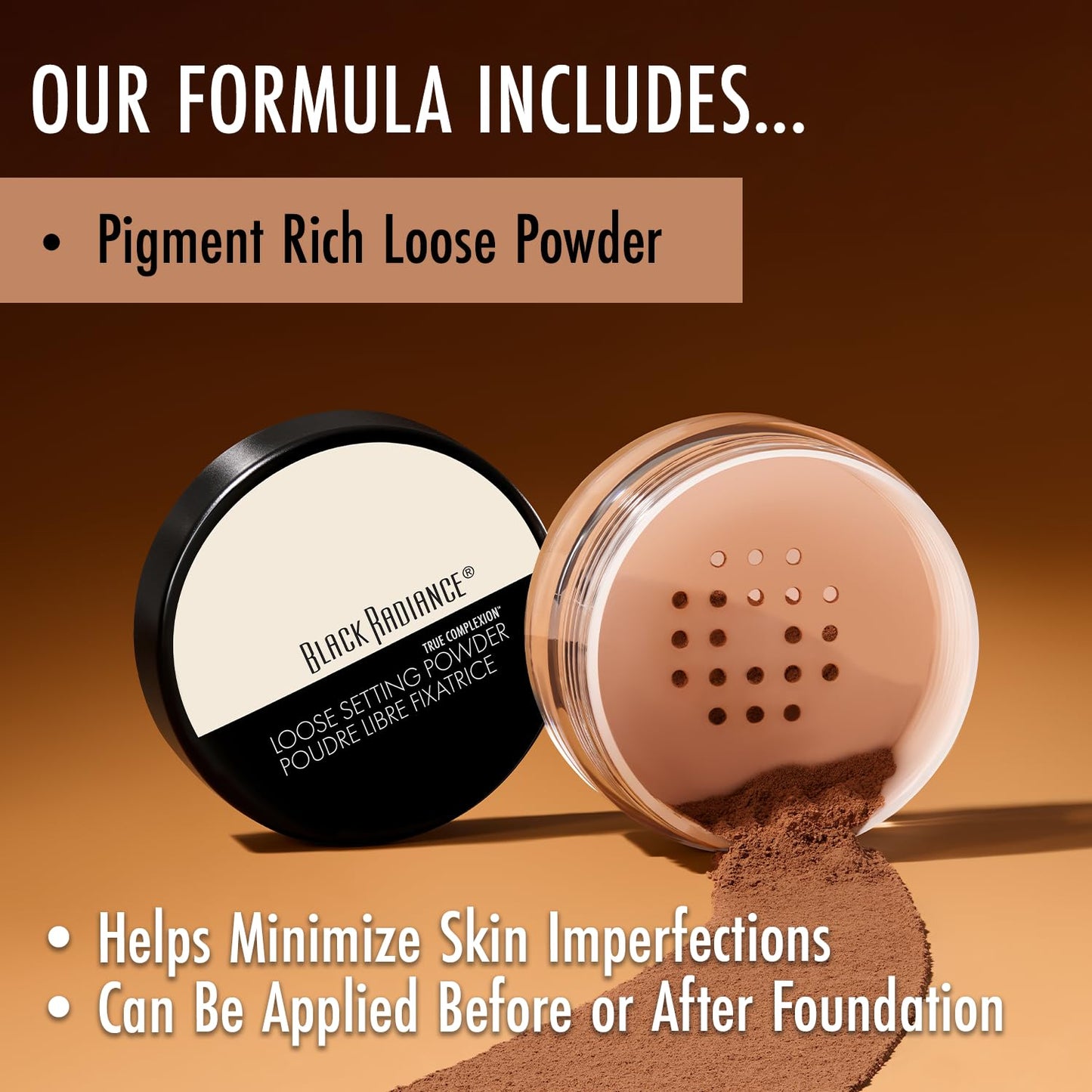 Black Radiance True Complexion Loose Setting Powder, Cocoa Kisses, 0.64 Ounce (Packaging May Vary)