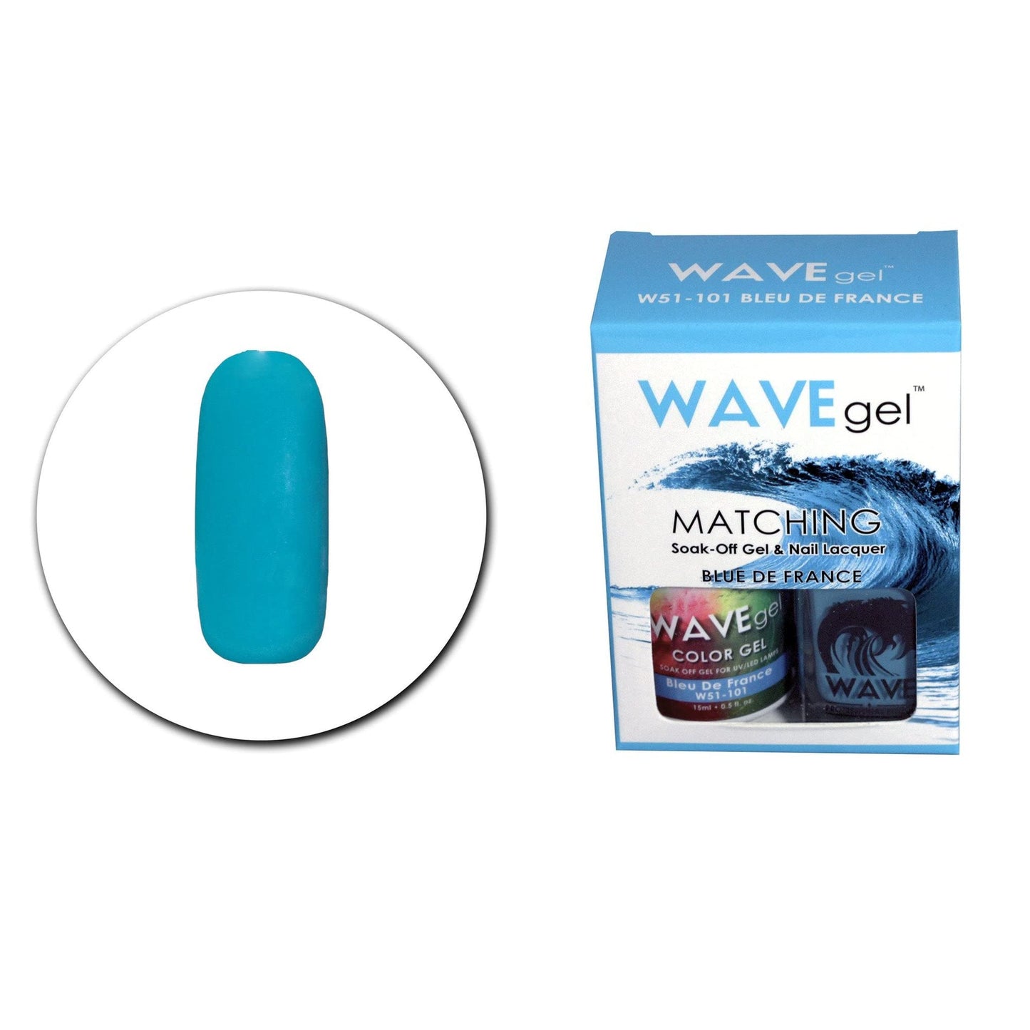 WAVEGEL Soak-0ff Gel & Nail Lacquer Matching Duo Set - Bleu De France - W51101-51101 I 0.5 Oz Beauty & Personal Care WAVE gel