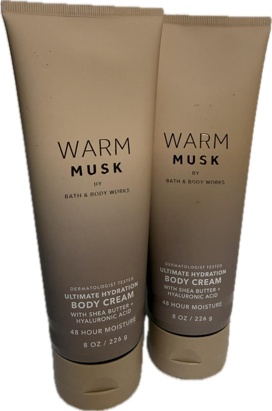 Bath & Body Works Women's Warm Musk Ultimate Hydration Body Cream 8 Ounces Pack of 2