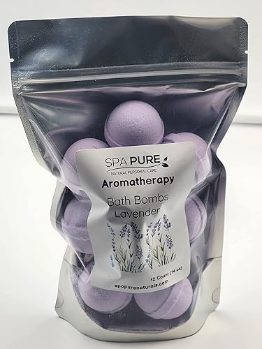 Essential Oil Bath Bombs - USA Made with Coconut Milk & Shea Butter - for a Luxurious at Home Spa Bath (12 Count) Pack of 1 (Lavender)