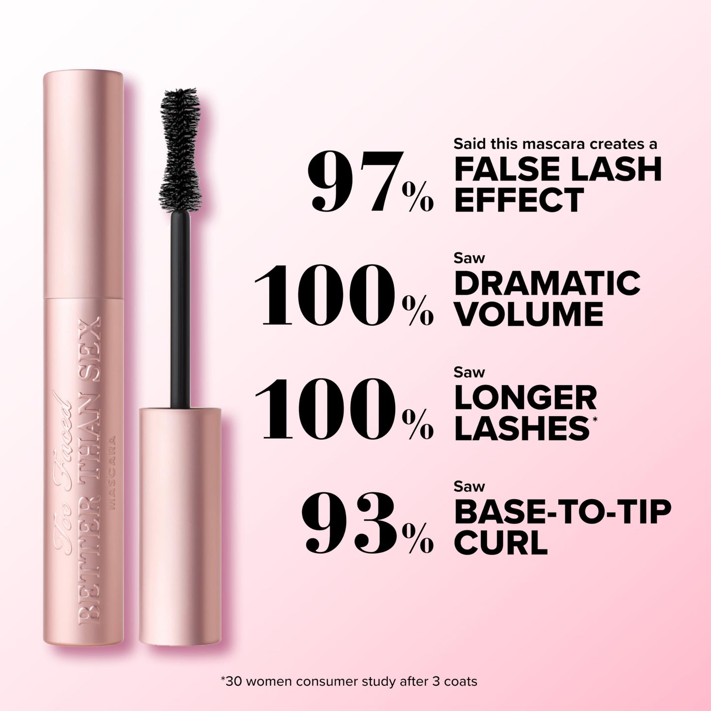 Too Faced Better Than Sex Volumizing and Lengthening Mascara | Vegan Formula, Dramatic Volume and Length | Cruelty-Free Eye Makeup + Hourglass Brush Beauty and Personal Care Too Faced