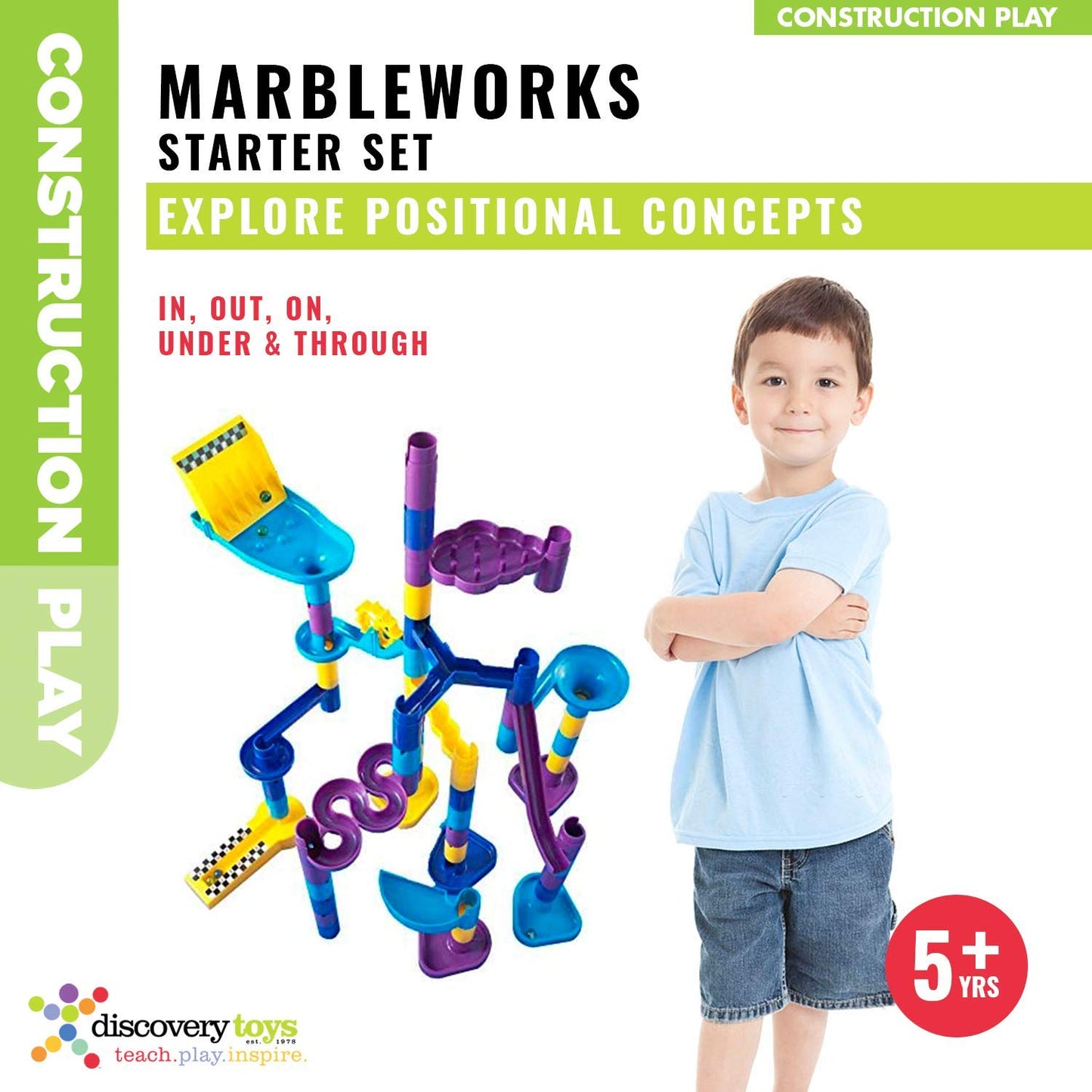 Discovery Toys MARBLEWORKS Marble Run Starter – STEM Educational Building Blocks for Kids Ages 5+, Learning & Development Toy