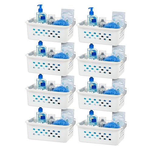 IRIS USA Plastic Basket, 8-Pack, Small, Shelves Storage Basket for Organizing Pantry Cabinet Bedroom Office Craft Room, White