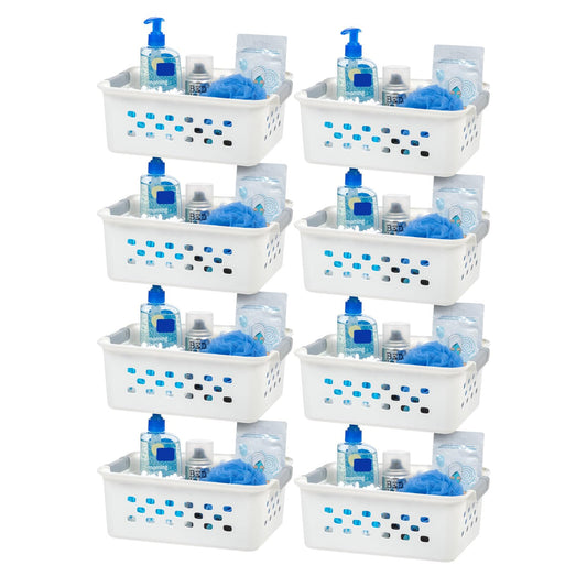 IRIS USA Plastic Basket, 8-Pack, Small, Shelves Storage Basket for Organizing Pantry Cabinet Bedroom Office Craft Room, White
