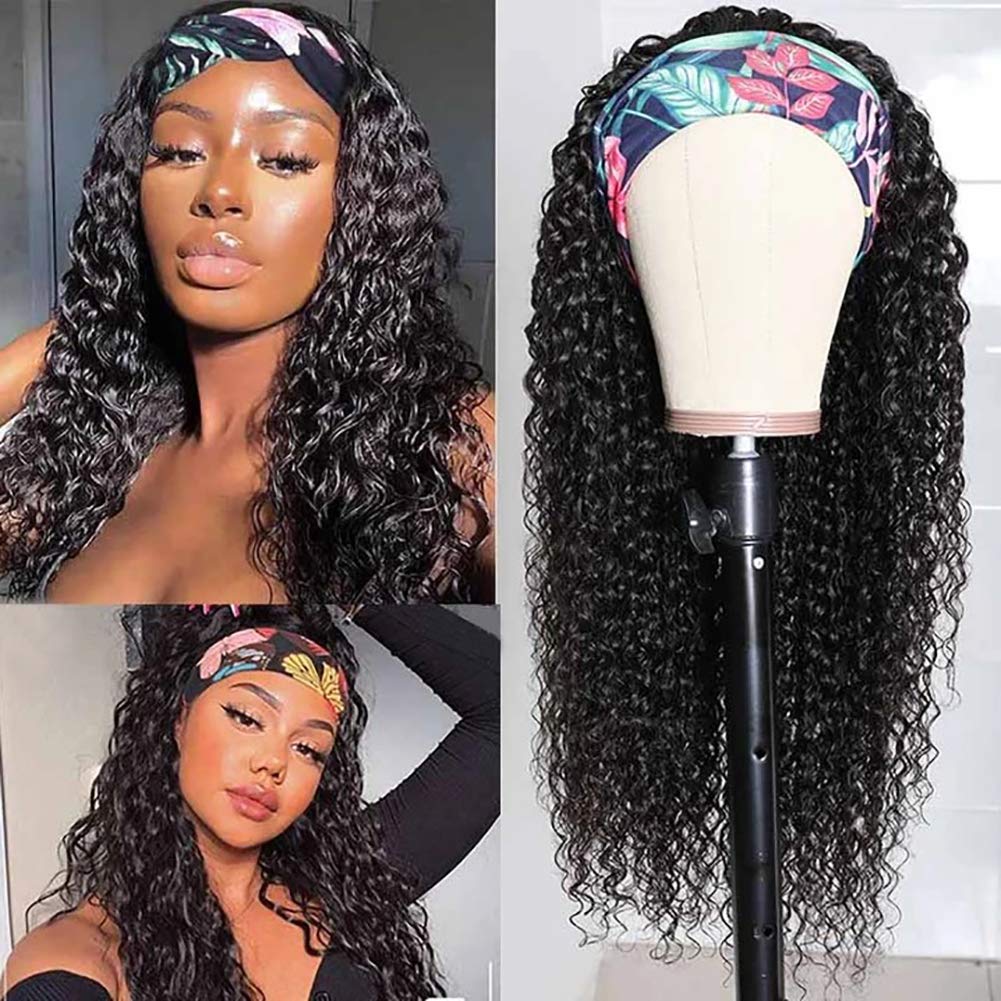 XSY Headband Wig Human Hair Deep Wave 22 Inch Curly Half Wig 150% Density Beauty and Personal Care XSY