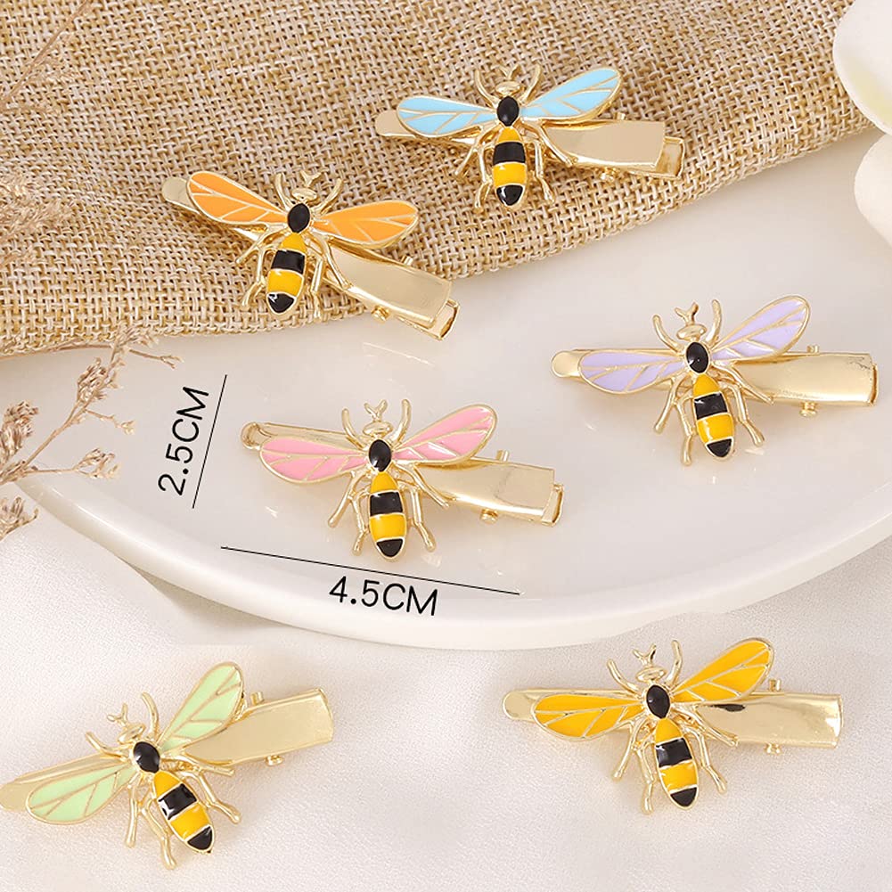 6Pcs Exquisite Cute Metal Bee Alligator Hair Clips Barrettes Honeybee Hair Side Clip Bride Bridesmaid Hair Jewelry Accessories for Women Teen Girls
