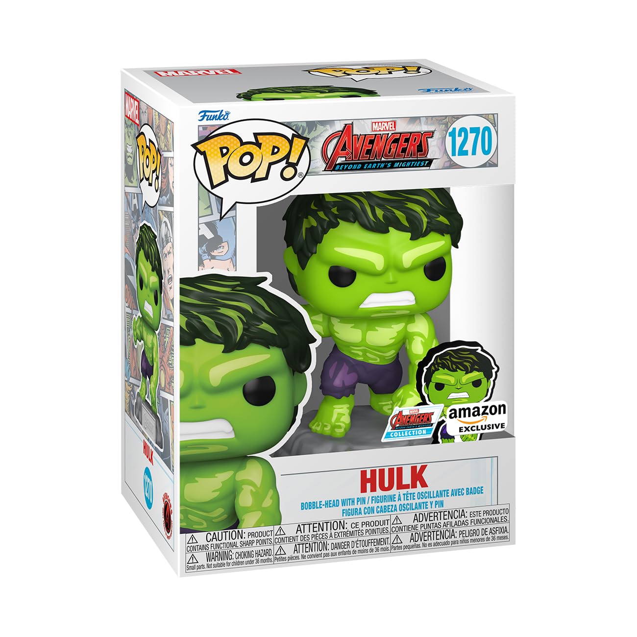 Funko Pop & Enamel Pin: The Avengers: Earth's Mightiest Heroes - 60th Anniversary, Hulk with Enamel Pin - Marvel Comics - Amazon Exclusive…