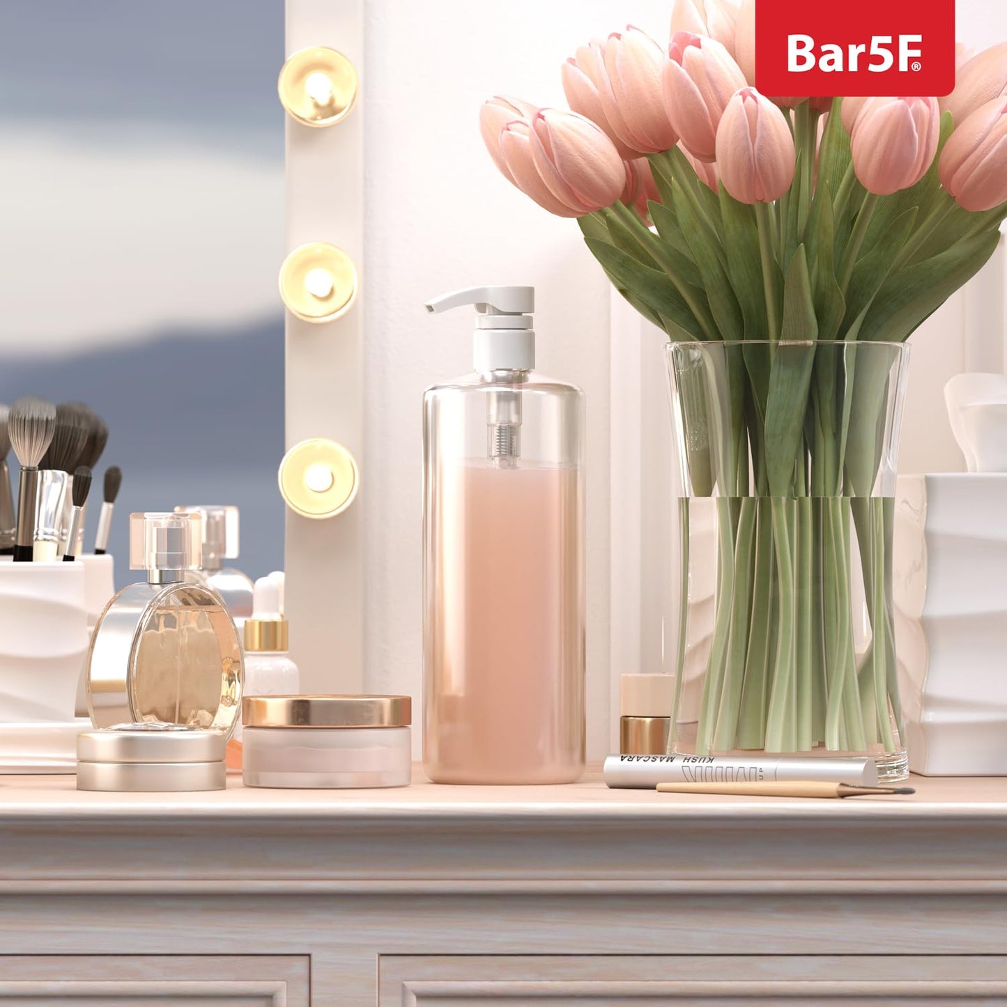 Bar5F Pumps for Shampoo and Conditioner Bottles, Salon-Brand Liters, 2 Pack Beauty and Personal Care Bar5F