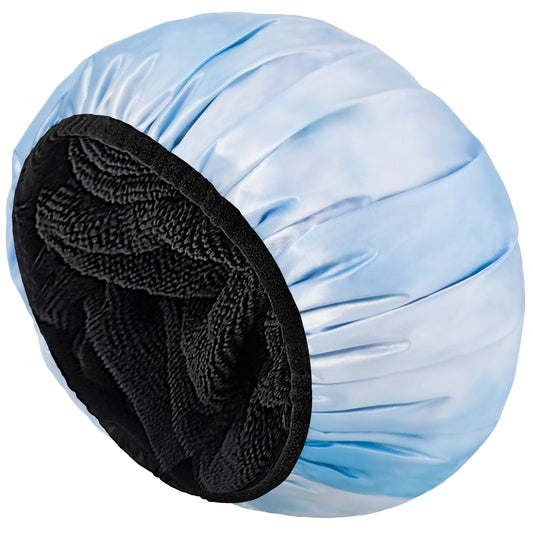 Aquior Shower Caps,Terry Lined Shower Cap for Women Reusable, Triple Layer Waterproof Bath Cap, Extra Large for Women Long Hair