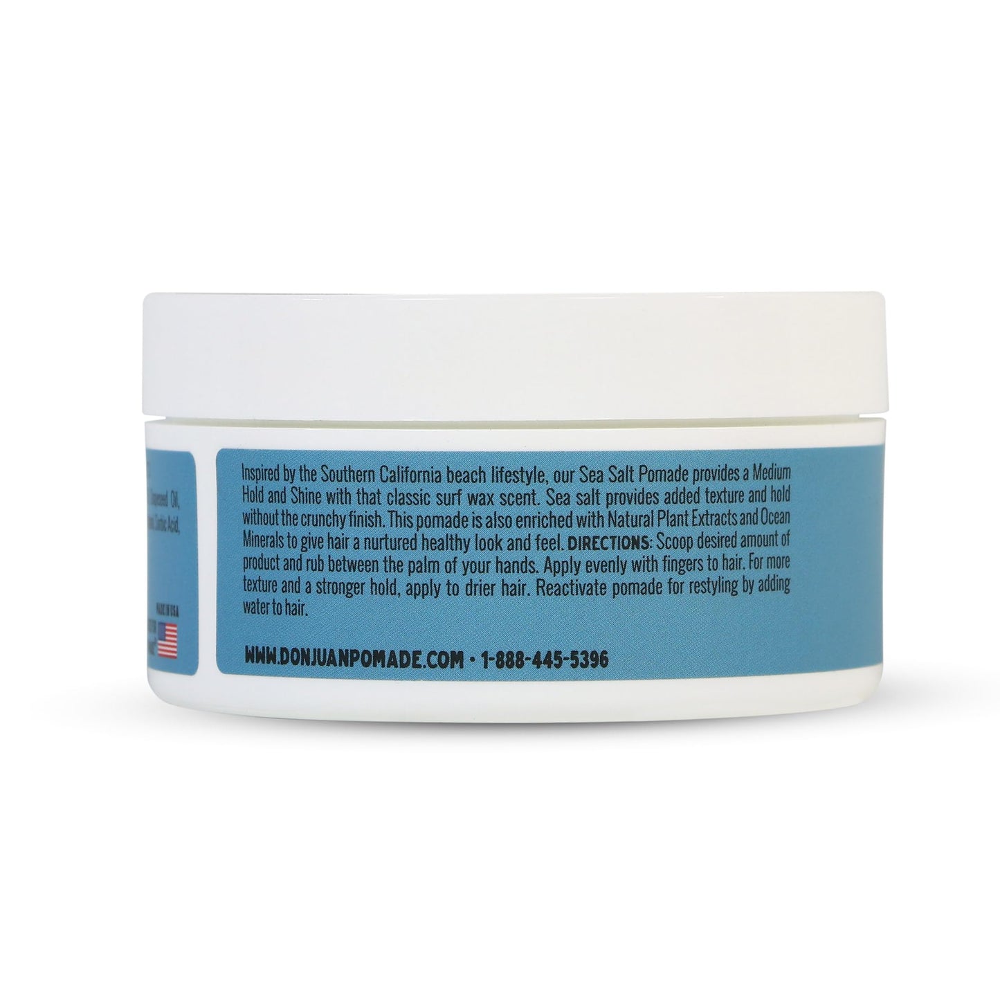 Don Juan Sea Salt Pomade | Water Based | Medium Hold | Medium Shine | Natural Plant Extracts and Ocean Minerals | Surf Wax Scent, 4 oz